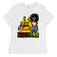 White i am black history juneteenth Ladies Tee - CowGirlArtShop