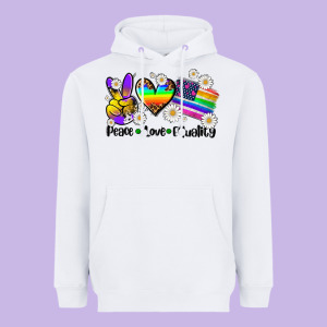 Peace Love  Equality Heavyweight Hoodie Designed By Adodesignshop