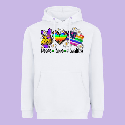 Peace Love  Equality Heavyweight Hoodie Designed By Adodesignshop