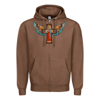Chestnut our lady of guadalupe cross with wings Zipper Hoodie - BarkalooDesign