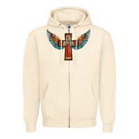 Sandshell our lady of guadalupe cross with wings Zipper Hoodie - BarkalooDesign