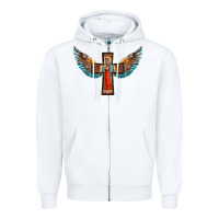 White our lady of guadalupe cross with wings Zipper Hoodie - BarkalooDesign