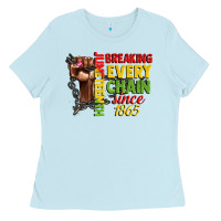 Baby Blue juneteenth breaking every chain since 1865 woman f Ladies Tee - CowGirlArtShop