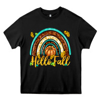 Black Hello Fall with Rainbow Heavy Core Tee - texasbilliewilder
