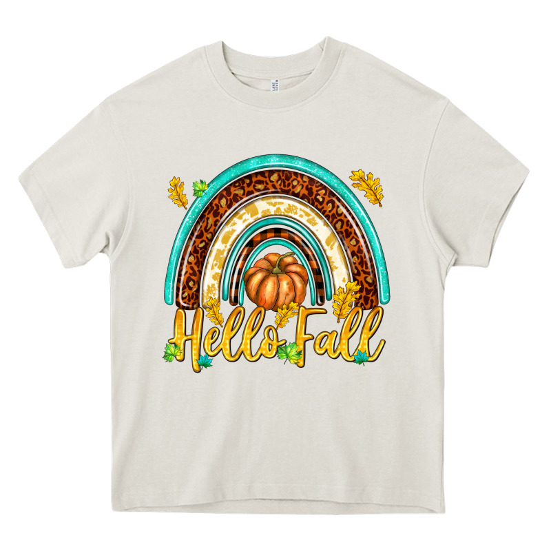 Hello Fall With Rainbow Heavy Core Tee by texasbilliewilder | Teevron