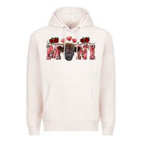 Pale Pink Valentine's day mini black highland calf Premium Hoodie - RanaPortraitStore