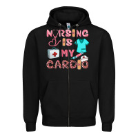 Black nursing is my cardio Zipper Hoodie - BarkalooDesign