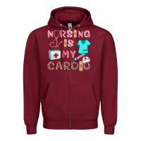 Burgundy nursing is my cardio Zipper Hoodie - BarkalooDesign