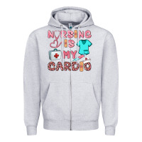 Heather Grey nursing is my cardio Zipper Hoodie - BarkalooDesign