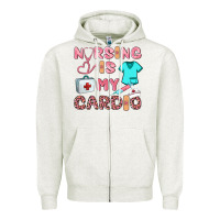 Oatmeal Heather nursing is my cardio Zipper Hoodie - BarkalooDesign