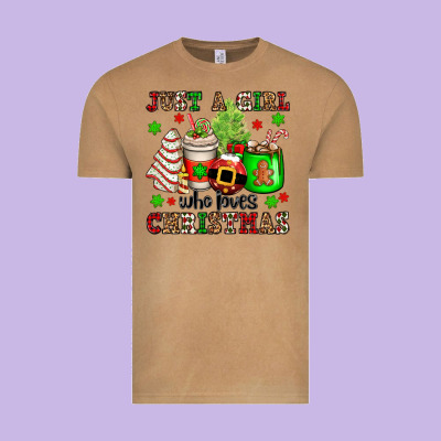 Just A Girl Who Loves Christmas Vintage Tee Designed By Oliviacreatesart