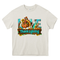 Cream Love Thanksgiving with Turkey Heavy Core Tee - texasbilliewilder
