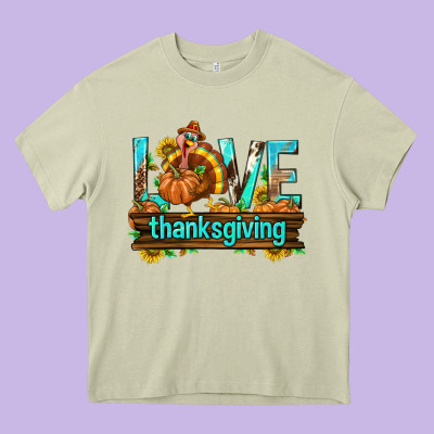 Love Thanksgiving With Turkey Heavy Core Tee Designed By Texasbilliewilder