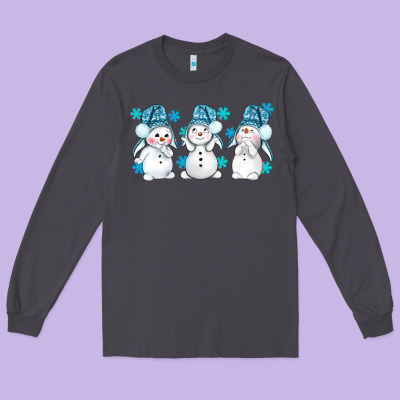 Snowman Winter Bbs Long Sleeve Tee Designed By Bundleandbundleshop
