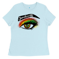 Baby Blue juneteenth eyelash cowgirl Ladies Tee - CowGirlArtShop