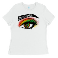 White juneteenth eyelash cowgirl Ladies Tee - CowGirlArtShop