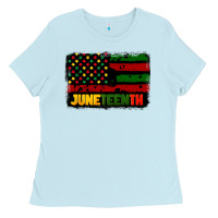 Baby Blue juneteenth american flag Ladies Tee - CowGirlArtShop