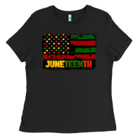 Black juneteenth american flag Ladies Tee - CowGirlArtShop