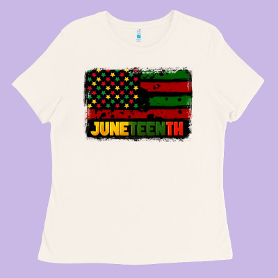 Juneteenth American Flag Ladies Tee Designed By Cowgirlartshop