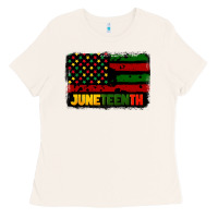 Bone juneteenth american flag Ladies Tee - CowGirlArtShop
