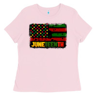 Bubblegum Pink juneteenth american flag Ladies Tee - CowGirlArtShop