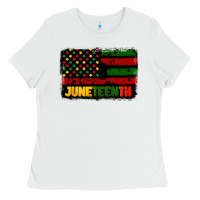 White juneteenth american flag Ladies Tee - CowGirlArtShop