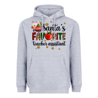 Heather Grey santa's favorite teacher assistant Heavyweight Hoodie - AdoDesignShop