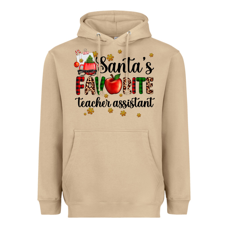 Santa's Favorite Teacher Assistant Heavyweight Hoodie by AdoDesignShop | Teevron