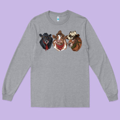 Hangin With My Heifers Long Sleeve Tee Designed By Ranaportraitstore