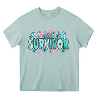 Arona I am a survivor teal ribbon Ovarian Cancer Heavy Core Tee - NancyCooperArtShop