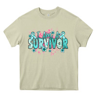 Mossy I am a survivor teal ribbon Ovarian Cancer Heavy Core Tee - NancyCooperArtShop