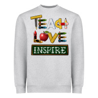 Heather Grey teach love inspire Heavyweight Sweatshirt - BarkalooDesign