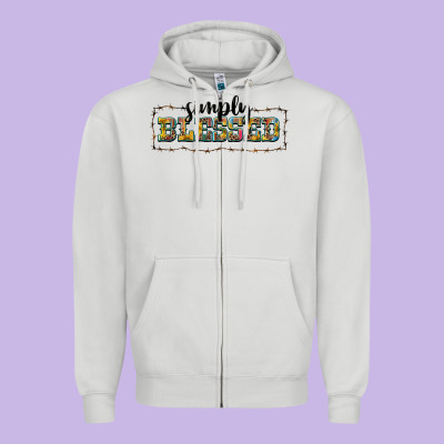 Simply Blessed Zipper Hoodie Designed By Barkaloodesign