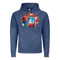 Vintage Denim Red white and blue slushy cocktail Vintage Hoodie - FaDigitalArtStudio