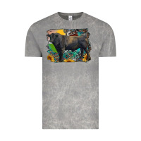 Cloud Rock black angus bull with aztec and farm background Vintage Tee - RanaPortraitStore