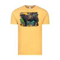 Vintage Mustard black angus bull with aztec and farm background Vintage Tee - RanaPortraitStore