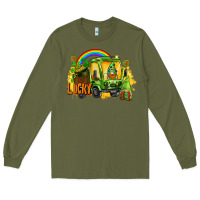 Army Green lucky gnomes truck St. Patrick's Day Long Sleeve Tee - FaDigitalArtStudio