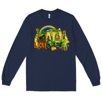 Navy lucky gnomes truck St. Patrick's Day Long Sleeve Tee - FaDigitalArtStudio