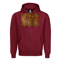 Burgundy handdrawn leopard pattern Zipper Hoodie - BarkalooDesign