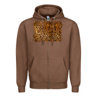 Chestnut handdrawn leopard pattern Zipper Hoodie - BarkalooDesign