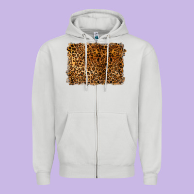 Handdrawn Leopard Pattern Zipper Hoodie Designed By Barkaloodesign