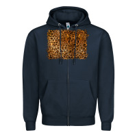 Navy handdrawn leopard pattern Zipper Hoodie - BarkalooDesign