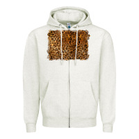 Oatmeal Heather handdrawn leopard pattern Zipper Hoodie - BarkalooDesign