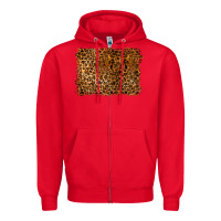 Red handdrawn leopard pattern Zipper Hoodie - BarkalooDesign