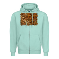 Seafoam handdrawn leopard pattern Zipper Hoodie - BarkalooDesign