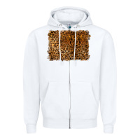 White handdrawn leopard pattern Zipper Hoodie - BarkalooDesign