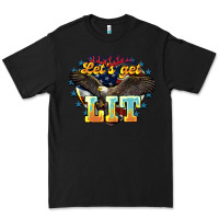 Black Let's get lit America Eagle 4th of july Premium Tee - HowdyJamesFarm
