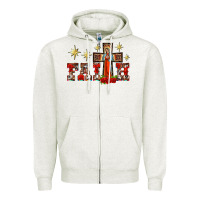 Oatmeal Heather faith our lady of guadalupe cross Zipper Hoodie - BarkalooDesign