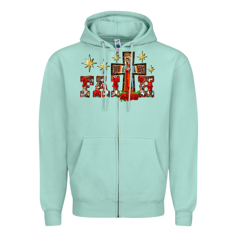 Faith Our Lady Of Guadalupe Cross Zipper Hoodie by BarkalooDesign | Teevron