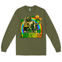 Army Green luckysaurus St. Patricks Day Long Sleeve Tee - FaDigitalArtStudio
